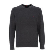 ROUND NECK SWEATER IN COTTON AND CACHEMIRE WITH LOGO Man Dark Grey ROUND NECK SWEATER IN COTTON AND CACHEMIRE WITH LOGO Man Dark Grey