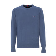ROUND NECK SWEATER IN COTTON AND CACHEMIRE WITH LOGO Man Indigo ROUND NECK SWEATER IN COTTON AND CACHEMIRE WITH LOGO Man Indigo