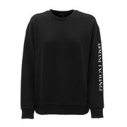 ROUND NECK SWEATSHIRT WITH RHINESTONE LOGO Woman Black ROUND NECK SWEATSHIRT WITH RHINESTONE LOGO Woman Black