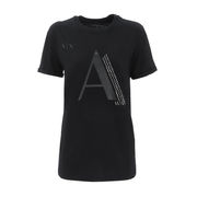 ROUND NECK T-SHIRT WITH LOGO AND APPLICATIONS Woman Black ROUND NECK T-SHIRT WITH LOGO AND APPLICATIONS Woman Black