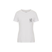 ROUND NECK T-SHIRT WITH SMALL LOGO Woman White Black Print ROUND NECK T-SHIRT WITH SMALL LOGO Woman White Black Print