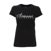 ROUND NECK T-SHIRT WITH STUDS LOGO Woman Black ROUND NECK T-SHIRT WITH STUDS LOGO Woman Black