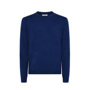 ROUND SOLID PULLOVER WITH LOGO Man Blue Profondo ROUND SOLID PULLOVER WITH LOGO Man Blue Profondo