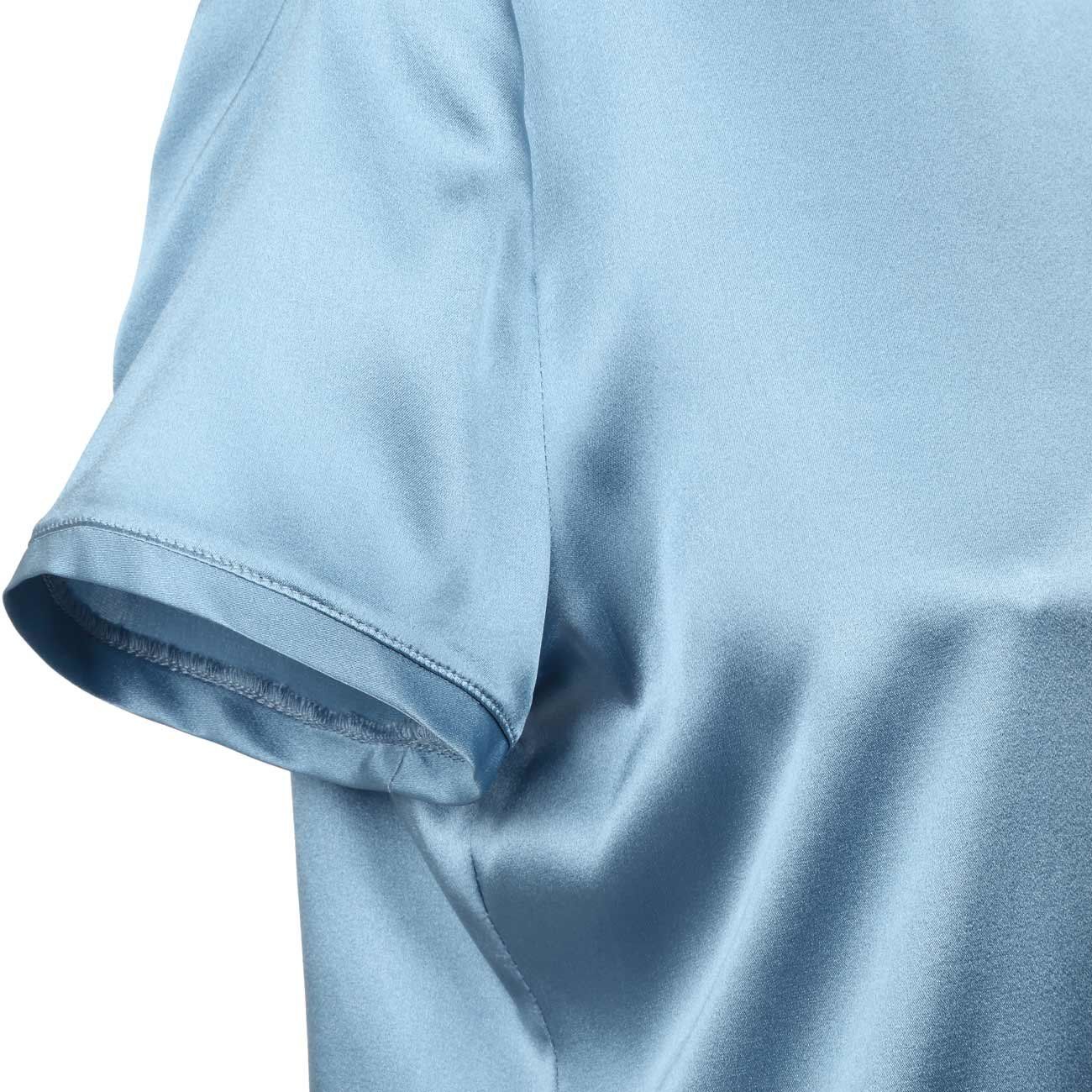light blue satin blouse