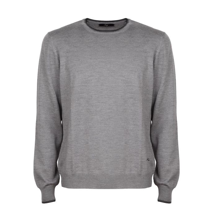 ROUNDNECK PULL WITH EDGE AND CONTRAST PATCHES Man Smoke Black