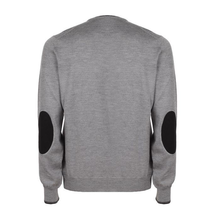 ROUNDNECK PULL WITH EDGE AND CONTRAST PATCHES Man Smoke Black