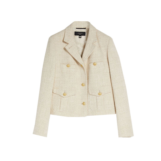 SAGGIO BLAZER IN AMMAGLIATO FABRIC Woman Ecru