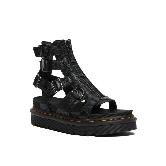 SANDAL OLSON Woman Black Milled Nappa