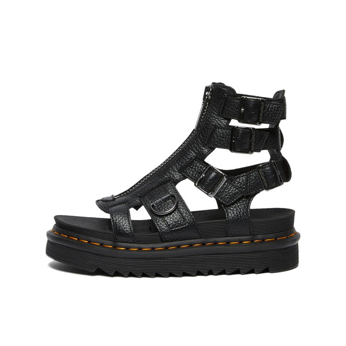 SANDAL OLSON Woman Black Milled Nappa
