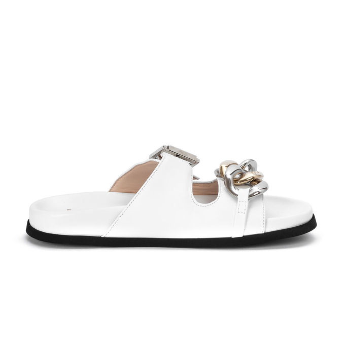 SANDALI WITH LEATHER BUCKLE Woman White