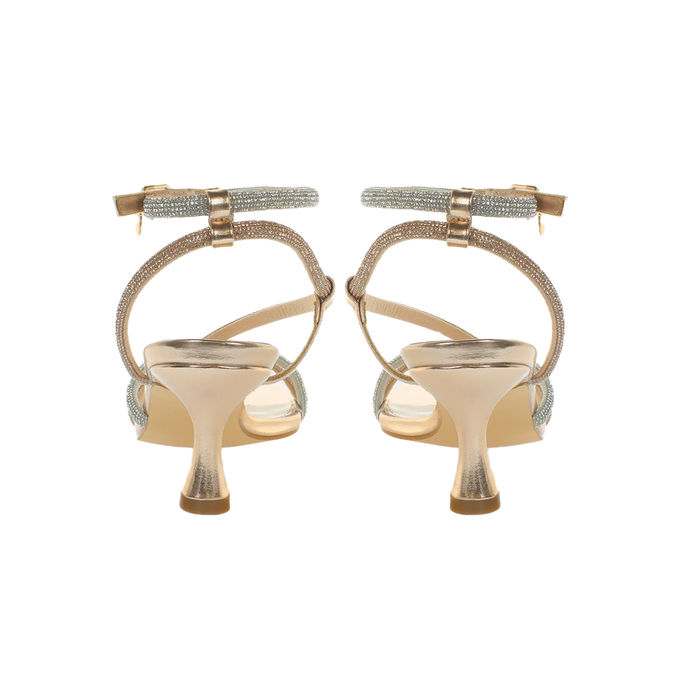 SANDALS WITH BICOLOR STRASS Woman Gold Rose Silver