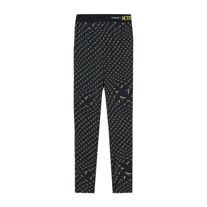 SAPPHIRE LEGGINGS WITH LOGO Woman Black Yellow Fluo