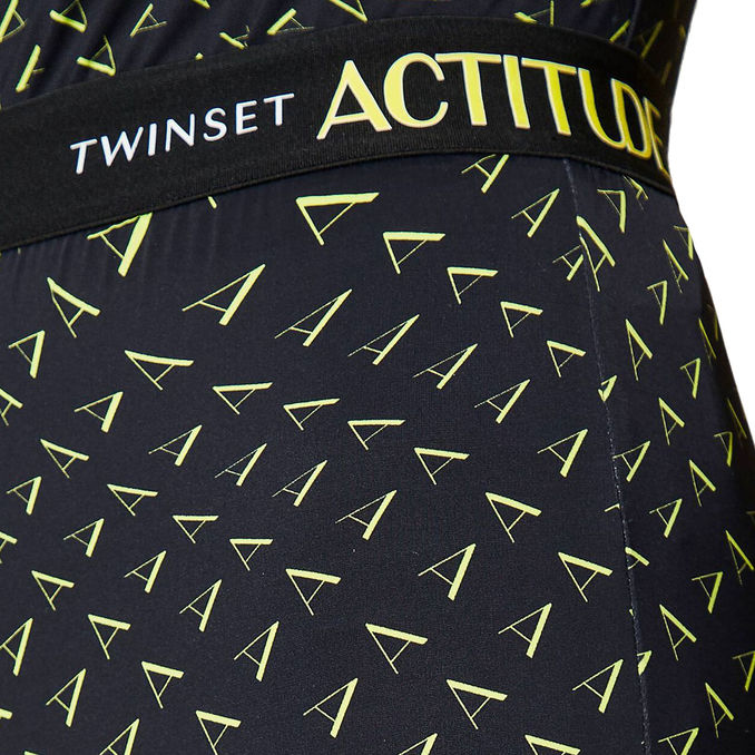 SAPPHIRE LEGGINGS WITH LOGO Woman Black Yellow Fluo