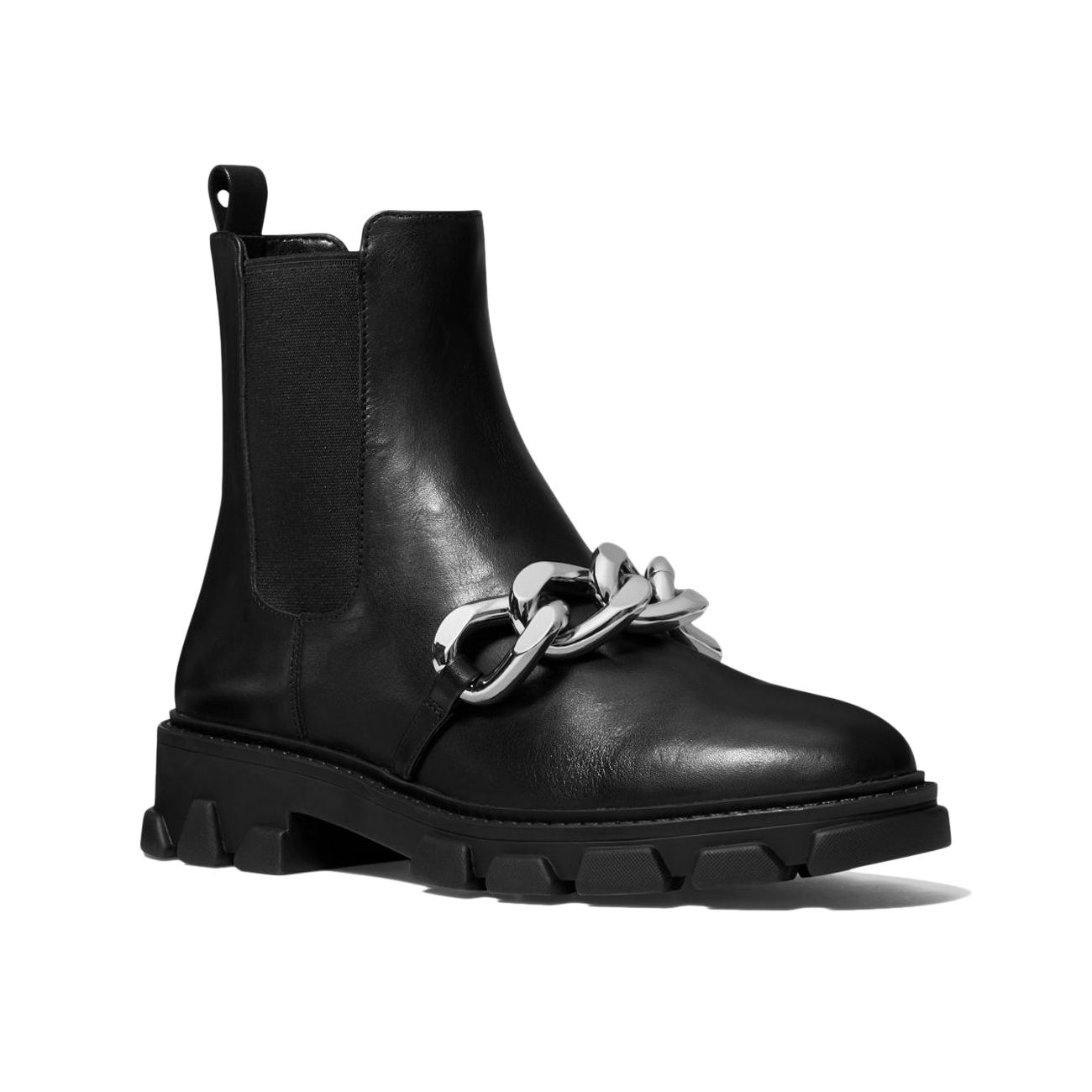 MICHAEL KORS SCARLETT BOOTS IN LEATHER WITH SILVER CHAIN ​Woman Black |  Mascheroni Store