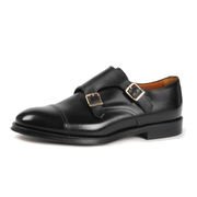 SCARPA DOPPIA FIBBIA PELLE SPAZZOLATA Uomo Nero SCARPA DOPPIA FIBBIA PELLE SPAZZOLATA Uomo Nero