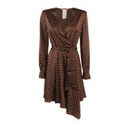 SEERSUKER SATIN DISC DRESS Woman Pink Pois Brown pink polka dots SEERSUKER SATIN DISC DRESS Woman Pink Pois Brown pink polka dots