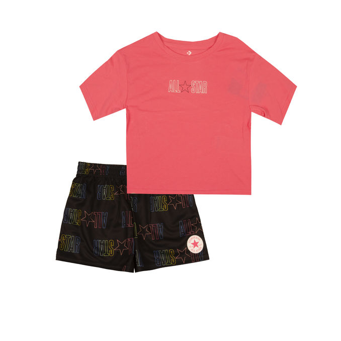 SET T-SHIRT BOXY MESH SHORTS Girl Black