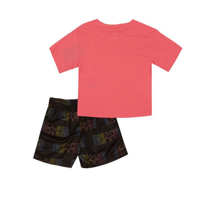 SET T-SHIRT BOXY MESH SHORTS Girl Black