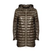 SHANTUNG LONG CAPE WITH HOOD Woman Military green SHANTUNG LONG CAPE WITH HOOD Woman Military green