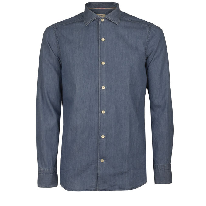 TINTORIA MATTEI 954 SHIRT FRENCH NECK Man Dark Denim | Mascheroni Store