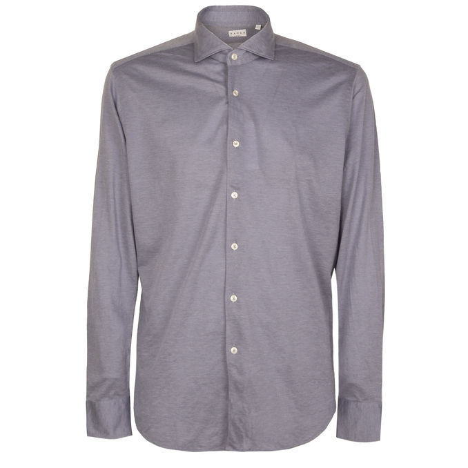 SHIRT IN MIXED COTTON Man Blue