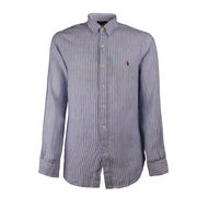 SHIRT LINEN STRIPED Man Blue White SHIRT LINEN STRIPED Man Blue White