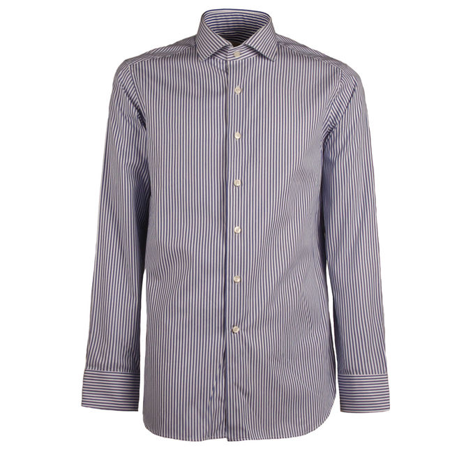 SHIRT STRIPED FRENCH NECK Man White Blue