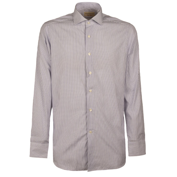 SHIRT STRIPED FRENCH NECK Man White Blue