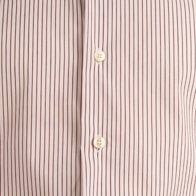 SHIRT STRIPED FRENCH NECK Man White Brown