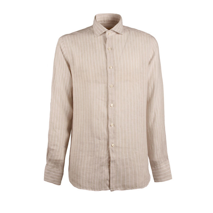 SHIRT STRIPED Man Beige White