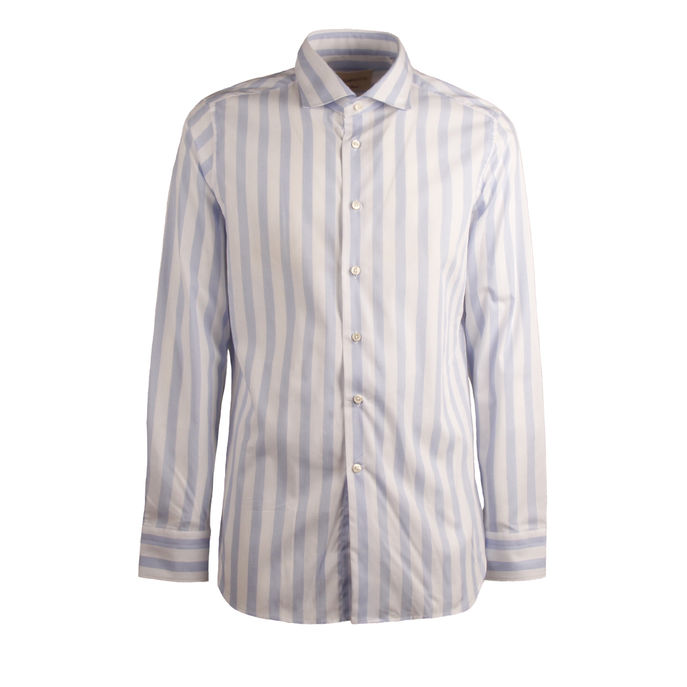 SHIRT STRIPED Man White Light Blue
