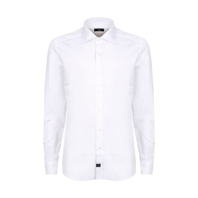 SHIRT WITH FRENCH COLLAR IN STRETCH POPELINE Man White