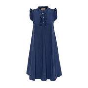 SHORT BRONZE DRESS KOREAN COLLAR Woman Open Blue SHORT BRONZE DRESS KOREAN COLLAR Woman Open Blue