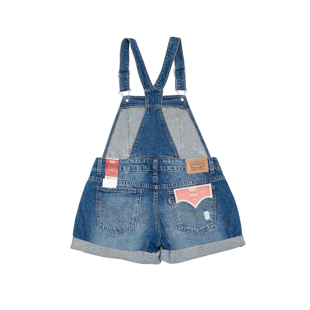 LEVIS SHORT DENIM RELAXED FIT DUNGAREES Girl Vintage waters | Mascheroni  Store