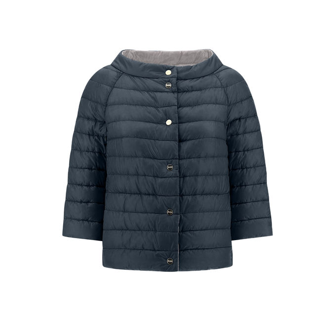 SHORT DOWN JACKET REVER Woman Blue Grey