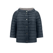 SHORT DOWN JACKET REVER Woman Blue Grey  SHORT DOWN JACKET REVER Woman Blue Grey