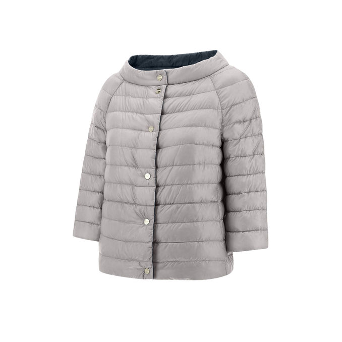 SHORT DOWN JACKET REVER Woman Blue Grey