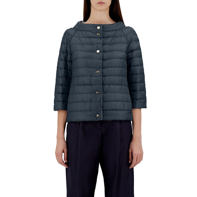 SHORT DOWN JACKET REVER Woman Blue Grey