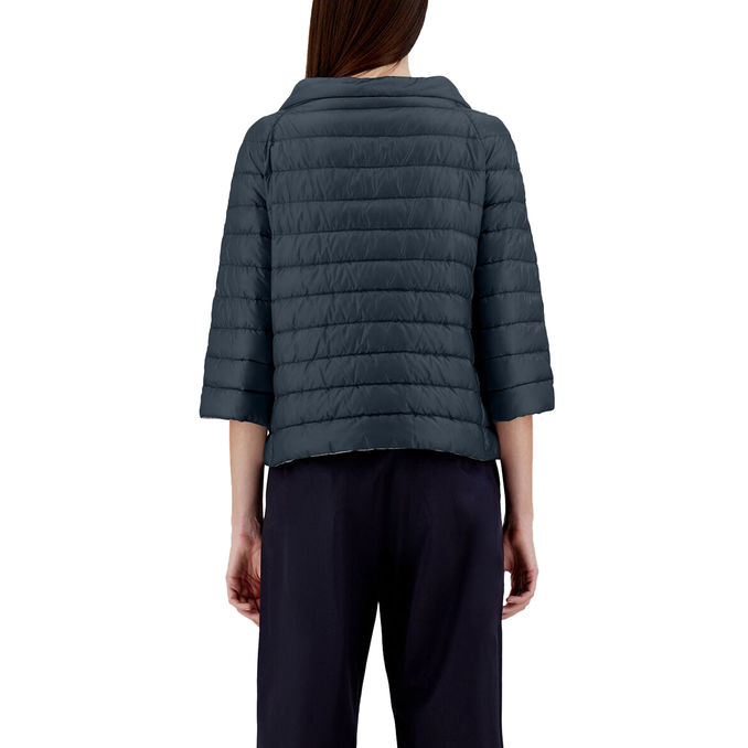 SHORT DOWN JACKET REVER Woman Blue Grey