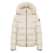 SHORT DOWN JACKET WITH FOX HOOD Woman Incense Dark Steel SHORT DOWN JACKET WITH FOX HOOD Woman Incense Dark Steel