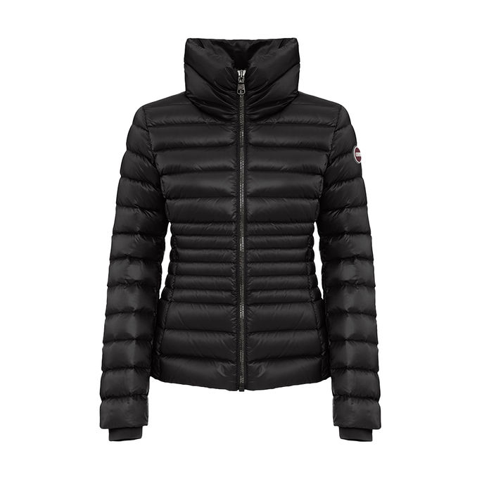 SHORT DOWN JACKET WITH HIGH NECK Woman Black Dark Steel