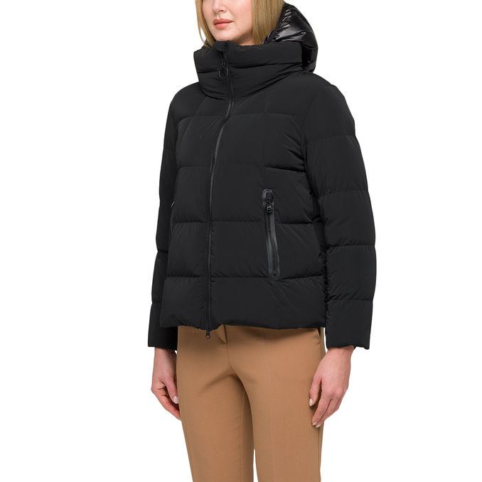 SHORT DOWN JACKET WITH SHINY HOOD