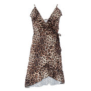 SHORT EXCHANGE DRESS WITH RUFFLES AND THIN SHOULDERS Woman Leo SHORT EXCHANGE DRESS WITH RUFFLES AND THIN SHOULDERS Woman Leo