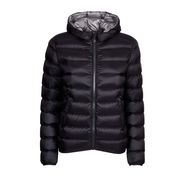 SHORT HOODED DOWN JACKET WITH CONTRAST INTERIOR Woman Black SHORT HOODED DOWN JACKET WITH CONTRAST INTERIOR Woman Black