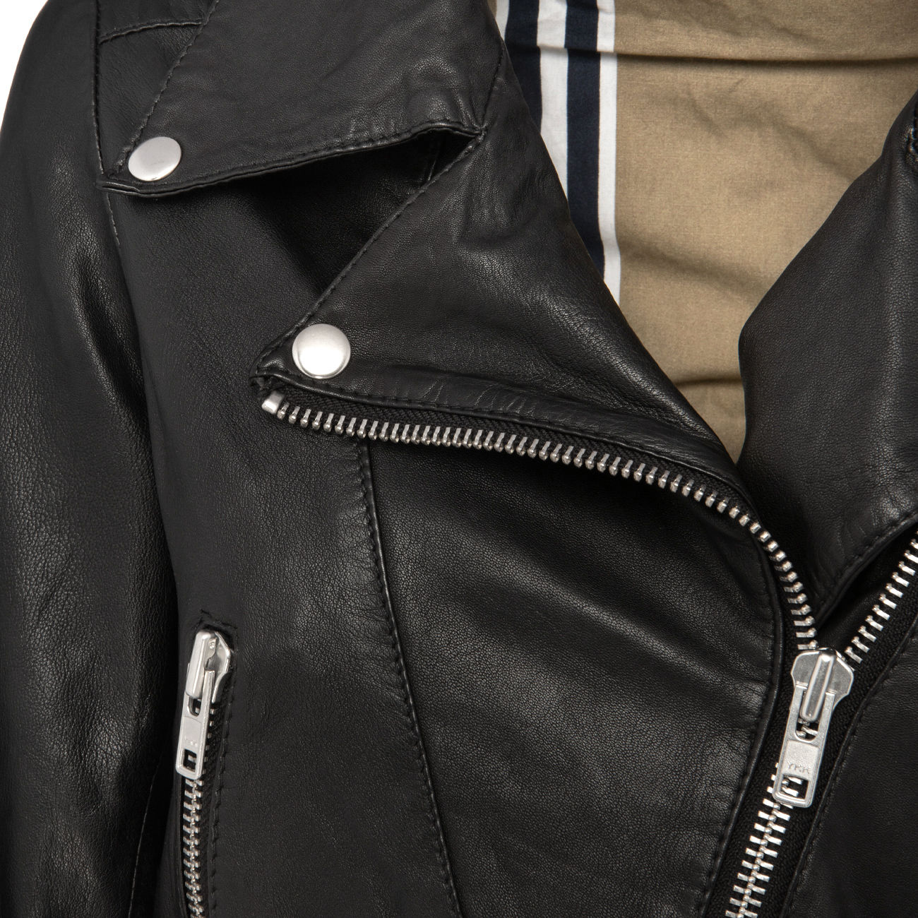Classic Studded Black Leather Short Ladies Biker Jacket By Brune & Bar