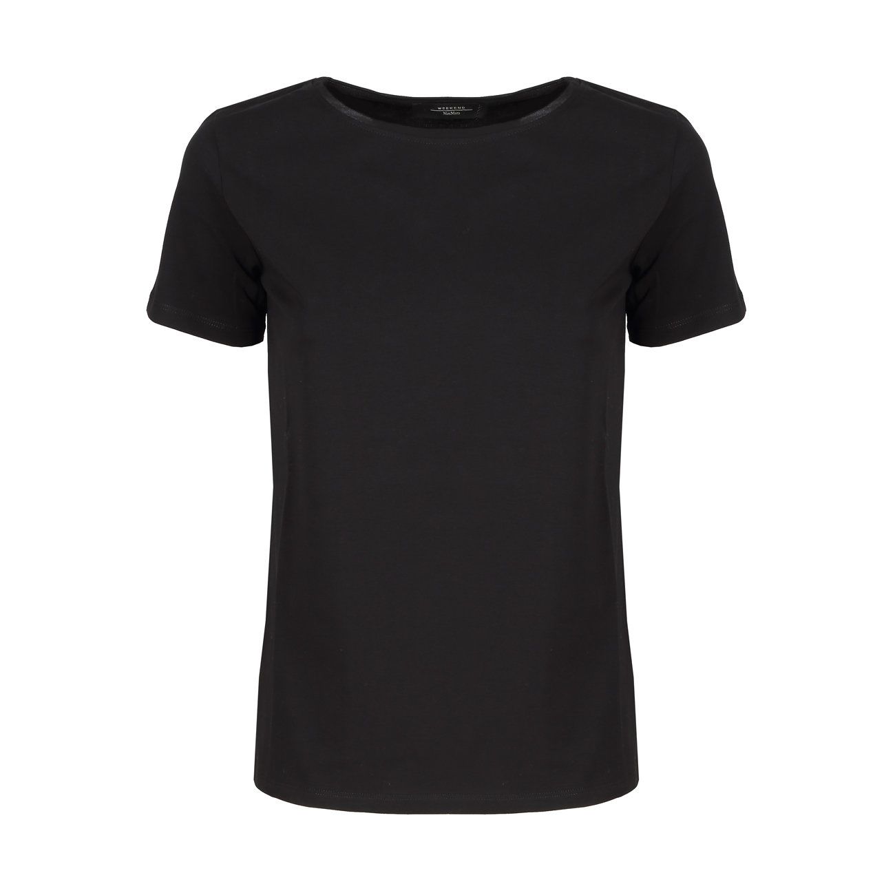 SHORT SLEEVE T-SHIRT IN COTTON WITH GEORGETTE PIPING Woman Black  2118254361902