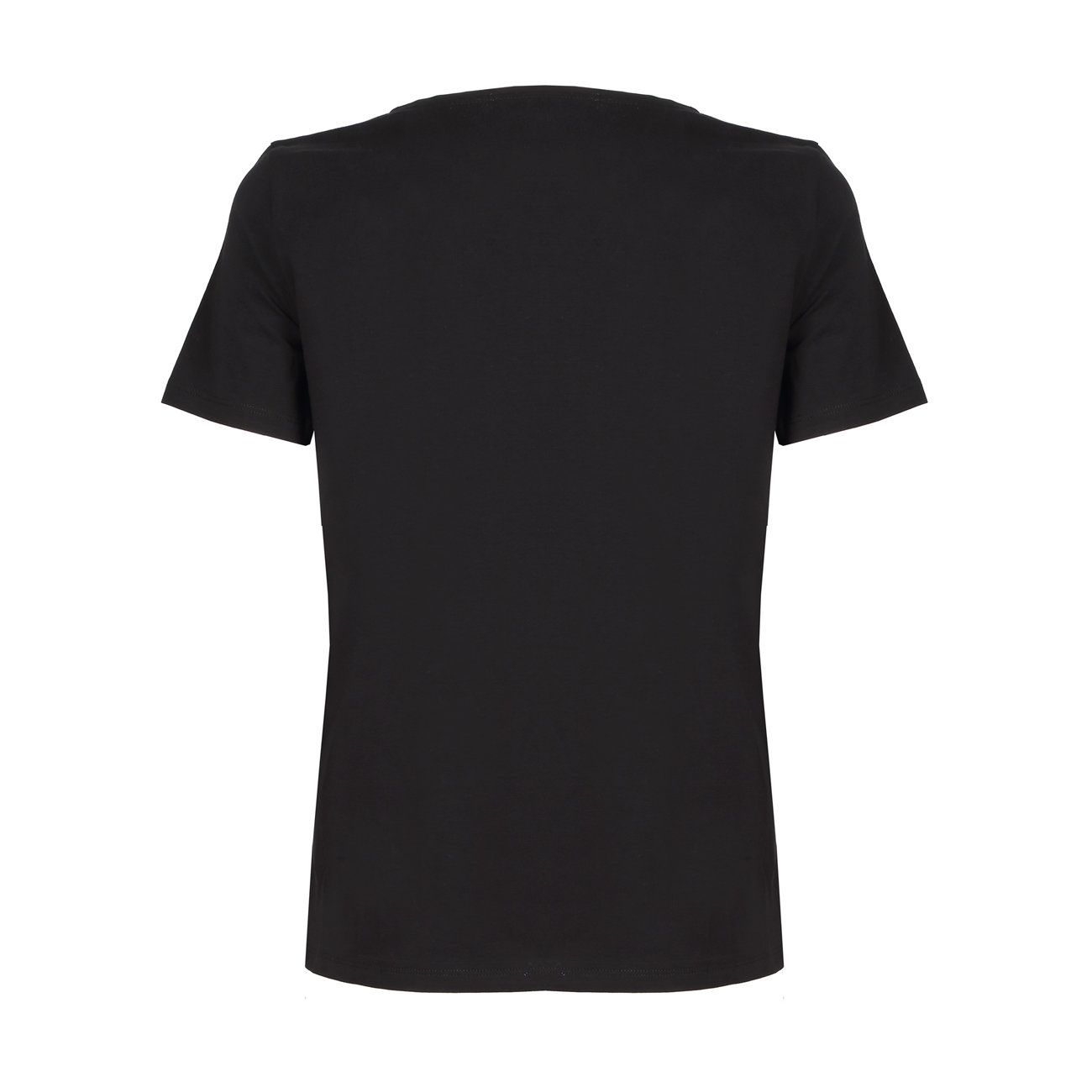 SHORT SLEEVE T-SHIRT IN COTTON WITH GEORGETTE PIPING Woman Black  2118254361902