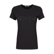 SHORT SLEEVE T-SHIRT WITH SEQUINS LETTERING Woman Black SHORT SLEEVE T-SHIRT WITH SEQUINS LETTERING Woman Black
