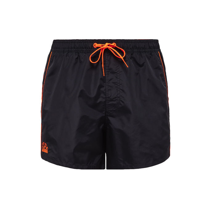 SHORT SWIMSUIT WITH ELASTICIZED WAIST Man Black