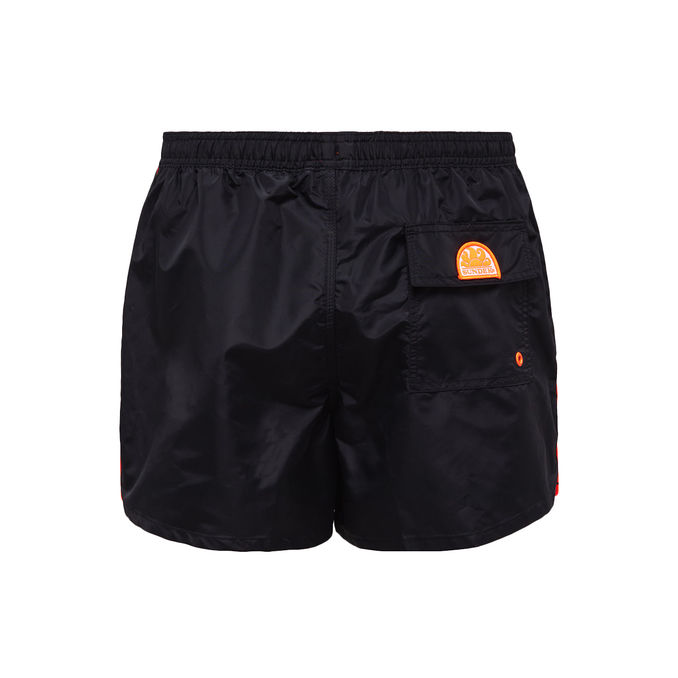 SHORT SWIMSUIT WITH ELASTICIZED WAIST Man Black